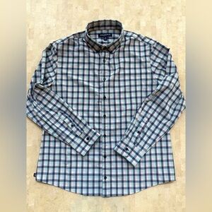 Mizzen Main Shirt‎ Mens XL Leeward Trim Fit Purple Plaid Button Up No Tuck